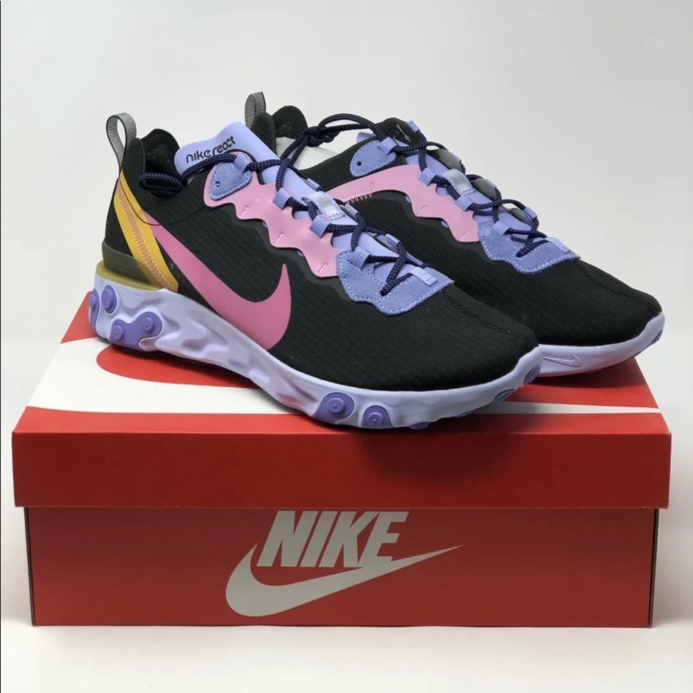 Nike Men's React Element 55 PRM CI9593-001 Black/Magic Flamingo Size 11